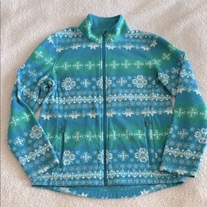 Fleece Blue Snowflake Fleece Jacket, M
